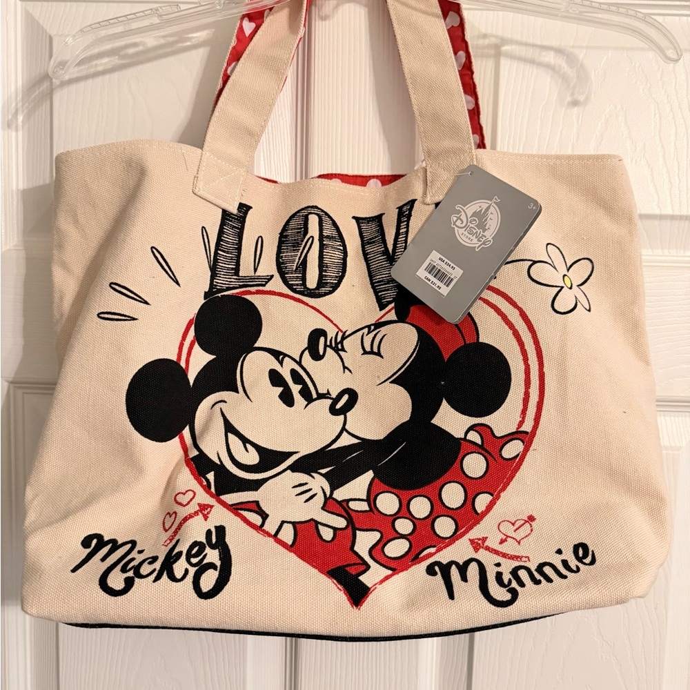 Disney Mickey and Minnie Love Tote Bag - Cream and Red NWT